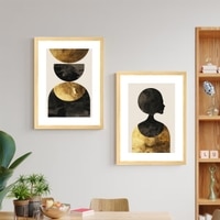 Boho Face Set of 2 Framed Posters Wall Art Decor 45x60 cm