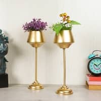 Wine Planter With Stand In Gold Colour