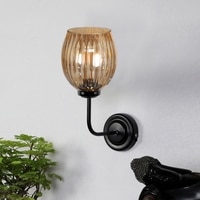 Devansh Metal Electric Wall Light in black Colour with Lavender Shade Count of 1 Light