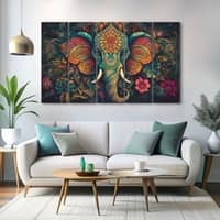 The Castle Decor Gentle Majesty Elephant Wall Art Framed Painting 27x48 Inch