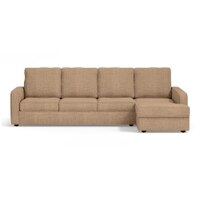 Apollo Sectional Fabric Sofa (Colour : Sandshell Beige , Seating Capacity : Right Aligned 3 Seater + Chaise+ Ottoman  Cushion Type : Soft )
