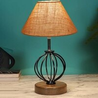 Juliet Beige Jute Table lamp with Wood & Iron Base