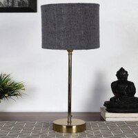 Grey Jute with Metal Gold Table Lamp