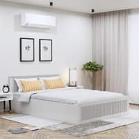 Hexa Engineered Wood Modern Queen Bed With Headboard With Storage In Frosty White