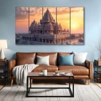 The Castle Decor Ram Mandir Wall Painting Wooden Framed 27x48 Inch (Style 7)