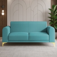 Veniza Velvet 2 Seater Sofa In Aqua Blue Colour