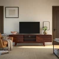Ansal 2 Door 2 Shelves Tv Cabinet In Honey Oak Finish