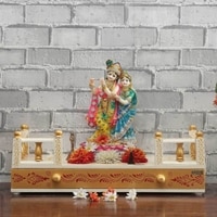 D'Dass Multi Color Mdf and Sheesham Wooden Temple For Pooja