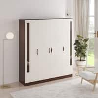 BLUEWUD Andrie Engineered Wood 4 Door Wardrobe/Clothes Storage Rack Organizer Almirah Cupboard with Hanger Rod Drawers and Shelves for Bedroom Home Furniture (Without Mirror, Wenge & White)