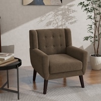 Azriah Boucle Fabric Accent Chair in Brown