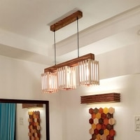 Elegant Brown Solid Wood Cluster Hanging Light