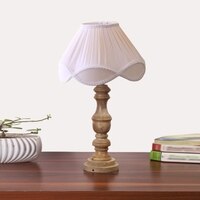 Devansh Off-White Cotton Vintage  Lamp With Wood Base (12X20)