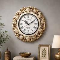 Gold Solid Wood Kalpalata Roman Wall Clock By DisooFashions