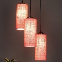 Ibrahim Pink Natural Fiber Cluster Hanging Light