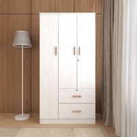 Ren 3 Door Engineered Wood Wardrobe in Silver Oak Finish