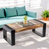 Hudson Sheesham Wood Coffee Table In Natural Rustic Wood Finish