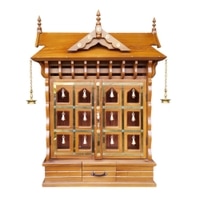 tanuja engineered wood prayer unit in teak finish