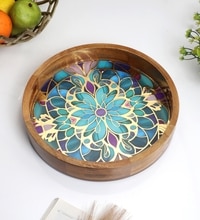 Mandala Bloom Round Tray – Boho Chic Organizer -Large (1 Piece)