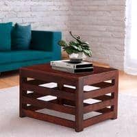 Kingsville Sheesham Wood Contemporary Square Coffee Table In Honey Finish