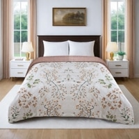 Eva Cream Floral Cotton Comforter Double Bed Reversible 350 Gsm Size 240 X 220 Cms