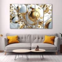 The Castle Decor Modern Golden Ball Wall Art Set of 5 27x48 Inch