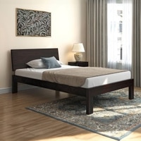 Boston Solid Wood Compact Queen Size Bed In Mahogany Finish