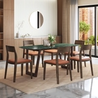 Adria Jade Green Marble 6 Seater Dining Table With Set of 3  Clarke Dining Chairs