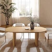 Velin Oval 6 to 8 Seater Extending Solid Wood Pedestal Dining Table Brown