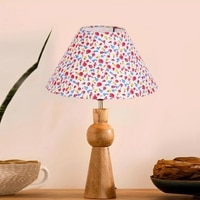 Devansh Multicolor Cotton Table Lamp With  Wood Natural Base (10X18 Inches)-40