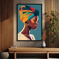 The Castle Decor Abstract African Woman Portrait Wall Art Framed Painting 20x30 Inch