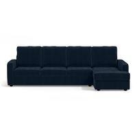 Apollo Compact Sofa (Colour : Sea Port Blue Velvet, Cushion : Hard, Back Type : High Back, Seating Capacity : Right Aligned 3 Seater + Right Aligned Chaise + Ottoman)