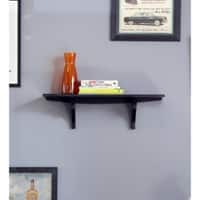 Solid Wood Fixed Bracket Wall Shelf in Black Colour