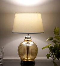 Idonia Nickel And Amber Finish Table Lamp With White Shade