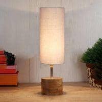 Morgan Grey cotton & solid wood table lamp