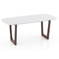 Adria Dining Table, Top- Karara Quitese With Set Of 6 Celia Accent Dining Chairs (Colour- Davos Plus, Finish- Carrara White)