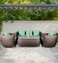 Nantes 3+1+1 Seater Wicker Sofa Set in Brown Colour