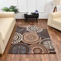 Multicolor Geometric Machine Made Polyester 4 X 6 Feet Carpet