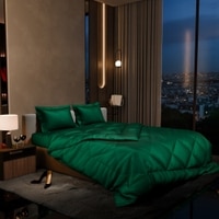 Stoa Paris Comforter Set Double Bed, 300TC Satin Double Bed Comforters in Emerald Green