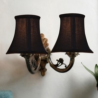 Devansh Dual Gold  Antique Wall Mounted Lamp With Black  Cotton Shade