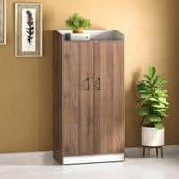 Hayes 18 Pair Shoe Rack In Classic Walnut Finish