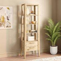 Faye Solid Wood Bookshelf In Natural White Ash Finish