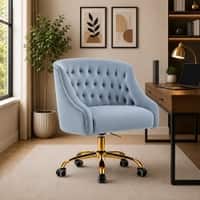 Doe Buck Clemence Modern Sky Blue Tufted Velvet Office Chair