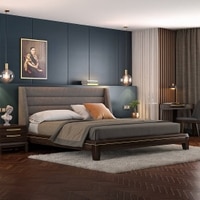 Taarkashi Upholstered Bed Bed Size Queen American Walnut, Colour - Seal Grey B140-18403 Grey