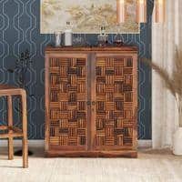 Calipo Sheesham Wood Bar Cabinet in Provincial Teak Finish