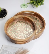 Tree of Life Wooden Tray Set – Handcrafted Nature Design (Set of 2)