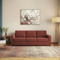 Apollo Compact High Back 3 Seater Fabric Sofa in Dark Coral Colour