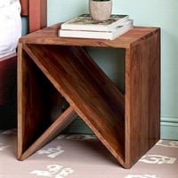 Noah Sheesham Wood Contemporary Tea Table End Table In Natural Teak Finish