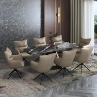 Aeris Ceramic 6 to 8 Seater Extendable Dining Table With Set of 3  Beck Dining Chair