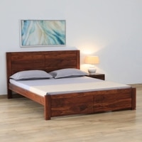 Sagar Solid Wood Queen  Size Bed Without Storage (Provincial Teak Finish)