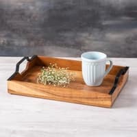 Inseparables Teak Wood Serving Tray Black